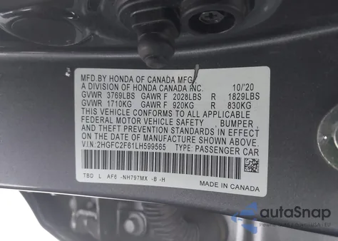 2020 Honda Civic Lx from USA, damaged, VIN 2HGFC2F61LH599565